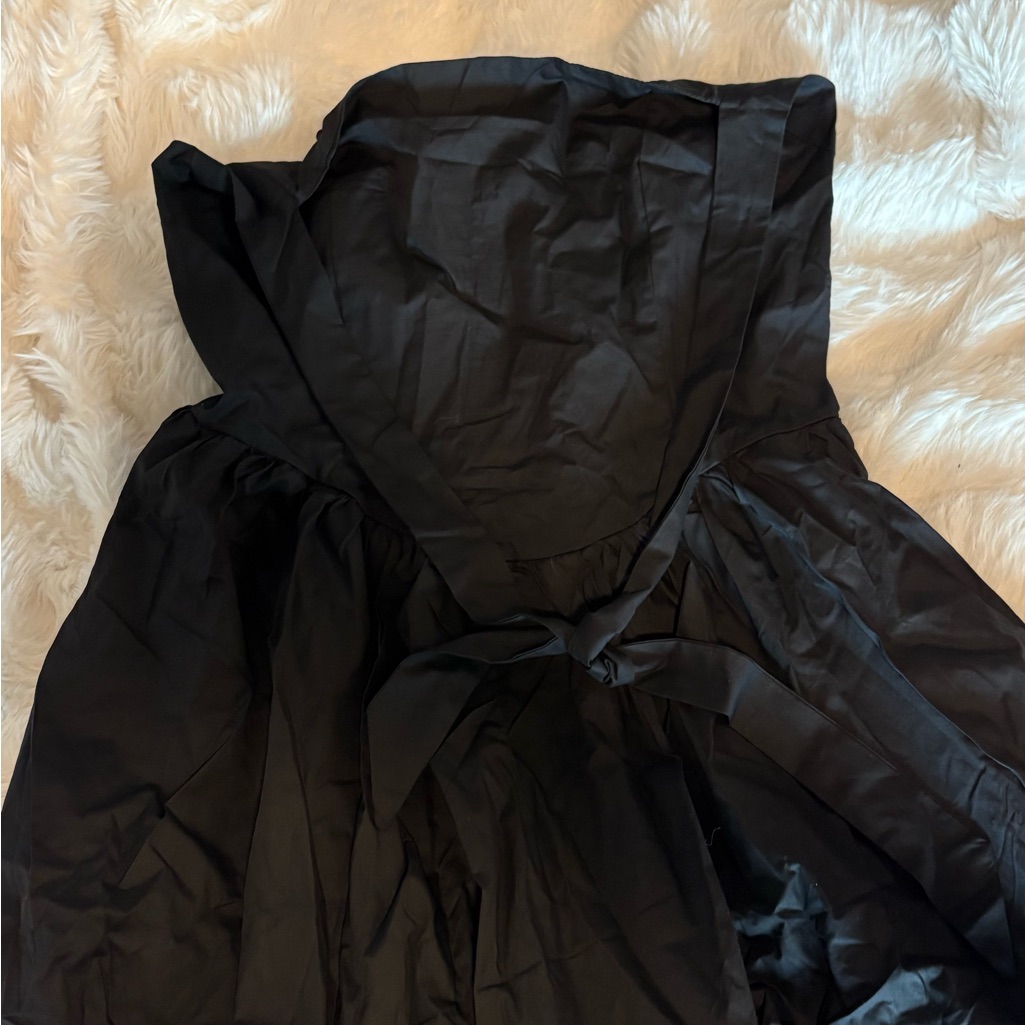 Black Satin Hooded Robe With Tie Waist